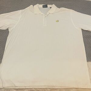 Masters Collection White Polo Shirt with Embroidered Logo
